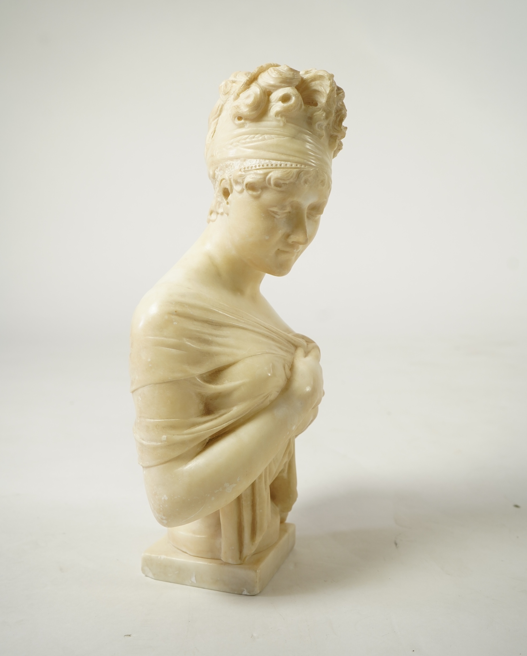 After Joseph Chinard, an alabaster bust of Madame Recamier, late 19th century
